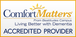 Certification for Comfort Matters from Beatitude Campus, Living Better with Dementia, Accredited Provider